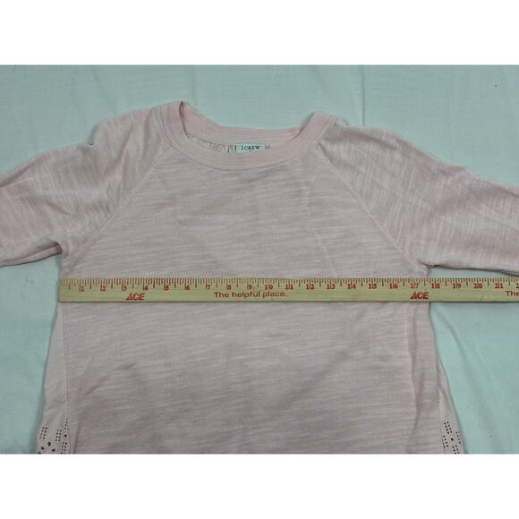 J Crew Women’s XXS Pink Long Sleeve Cotton Sweater Eyelet Lace Back Coquette - Picture 3 of 8